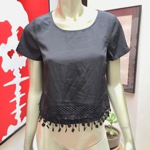 Kensie black tassel crop top XS